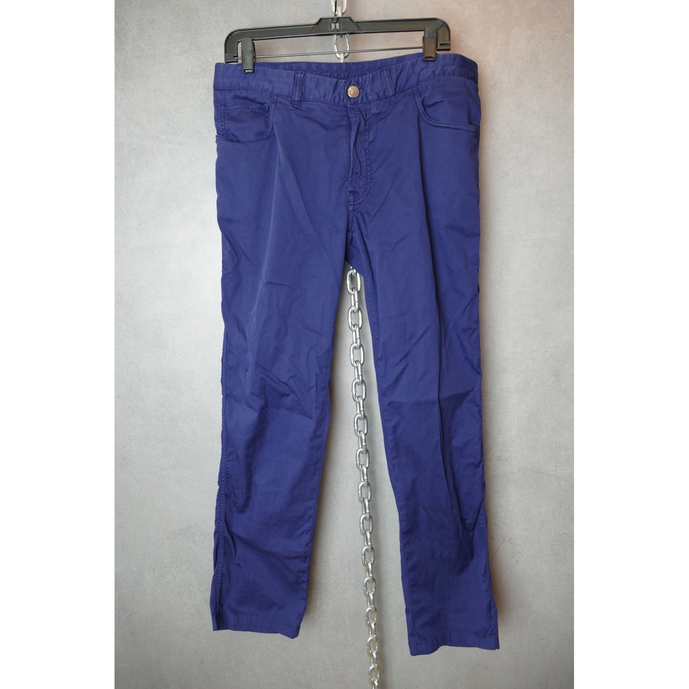 Brioni Chamonix Comfort Fit Trousers Mens Size 36 Blue Cotton Blend‎ Pants